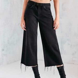 k lab Denim Wide Leg Culottes Snap Closure Legs Jeans